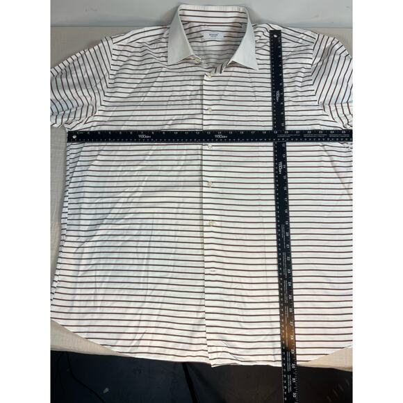 Bisse Classic B-Collar Brown Stripped 100% Cotton Slim Fit XXL/15 - Picture 5 of 6